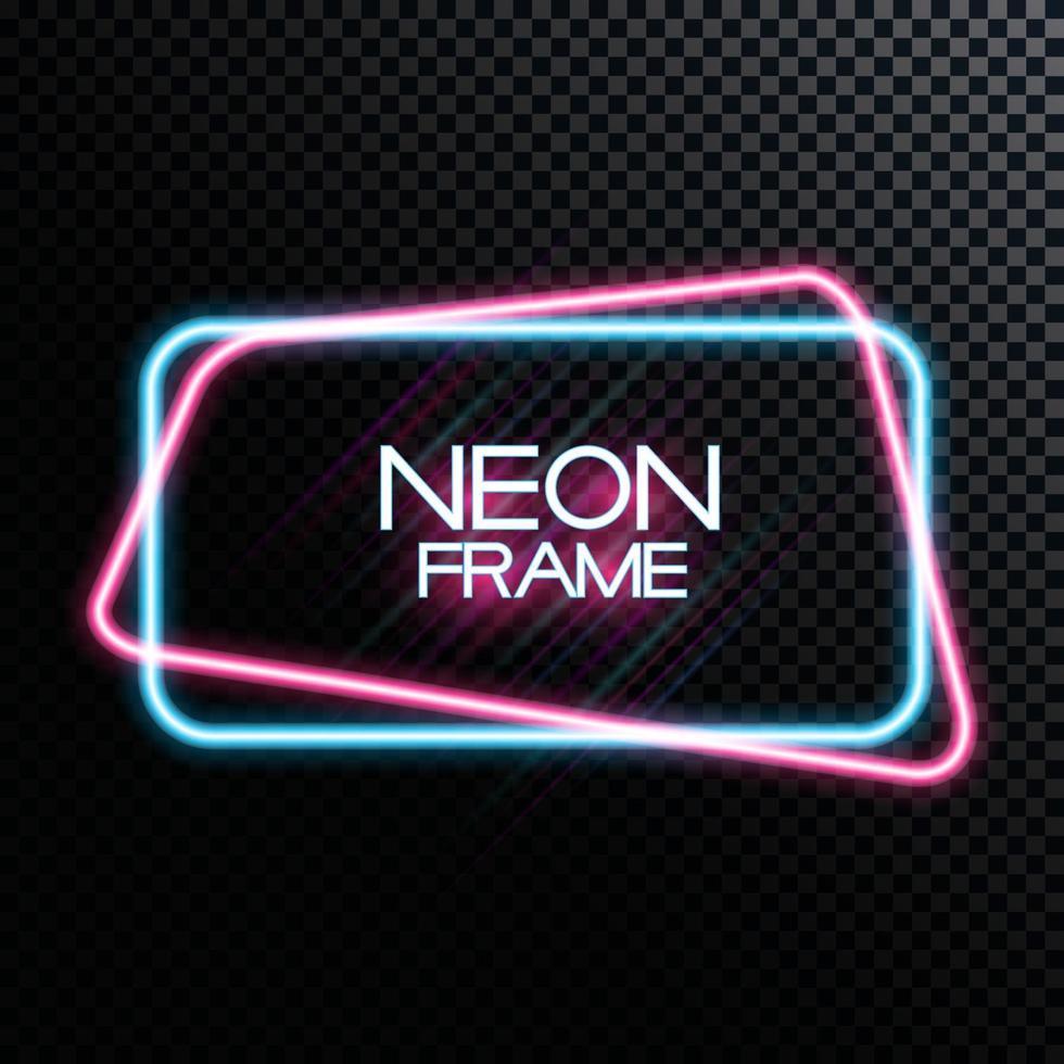 Abstract Neon Frame Template on Dark Background Vector Illustration