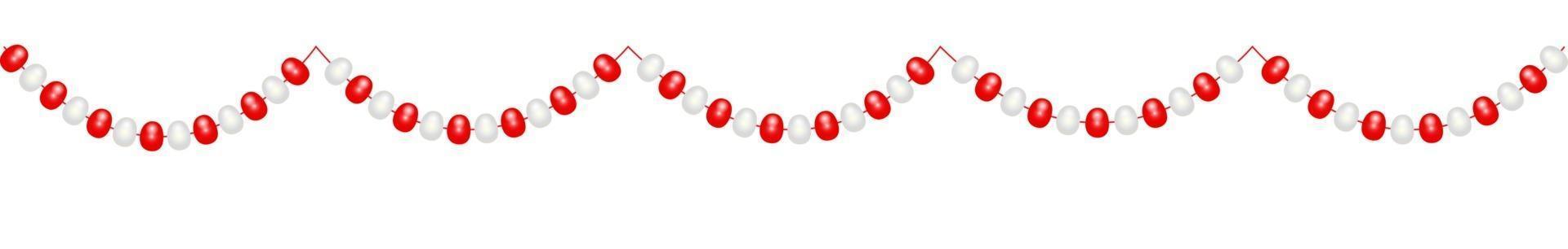 Christmas decorations, string garlands with balls , isolated on white background. Vector Illustration