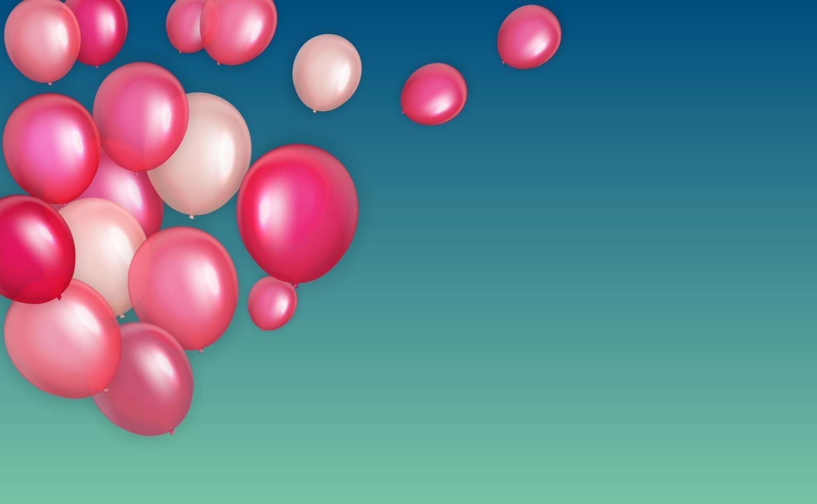 Group of Colour Glossy Helium Balloons Background. Set of  Balloons for Birthday, Anniversary, Celebration  Party Decorations. Vector Illustration