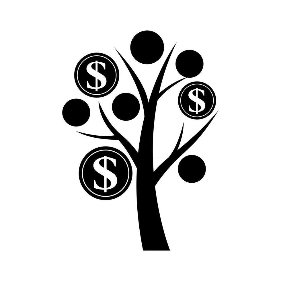 Financial concept. Money tree - symbol of successful business.  Vector Illustration