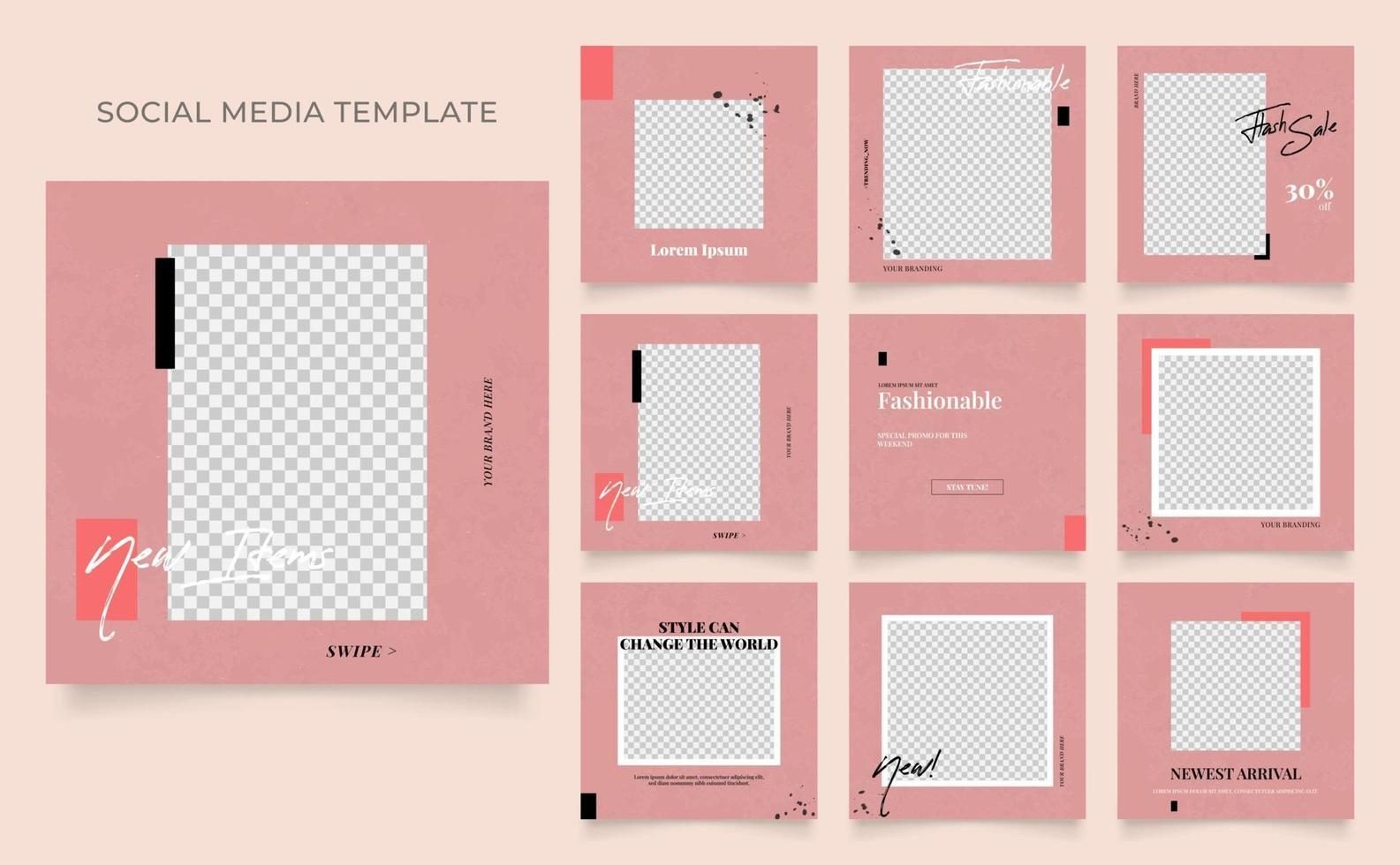 social media template set vector