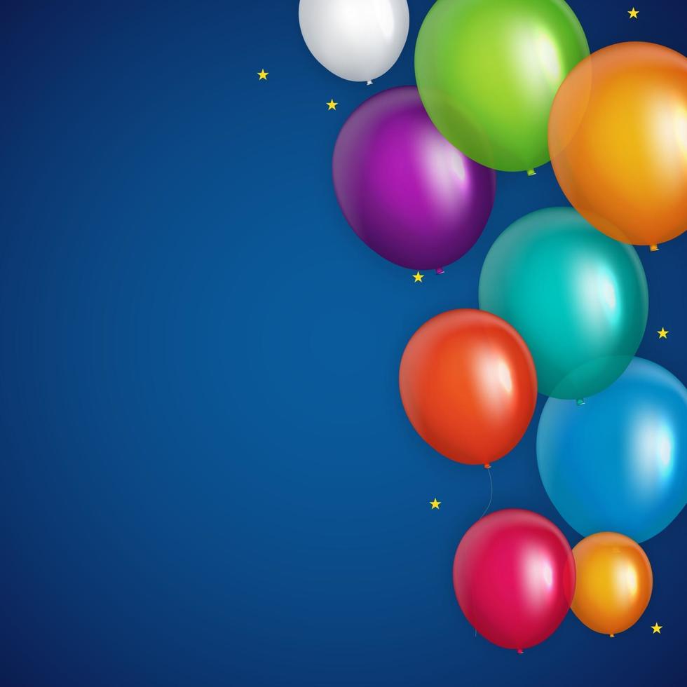 Color brillante feliz cumpleaños globos banner fondo ilustración vectorial vector