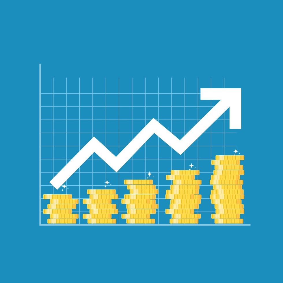 concepto de crecimiento financiero. Financiar el rendimiento del retorno de la inversión roi con la flecha. ilustración vectorial vector