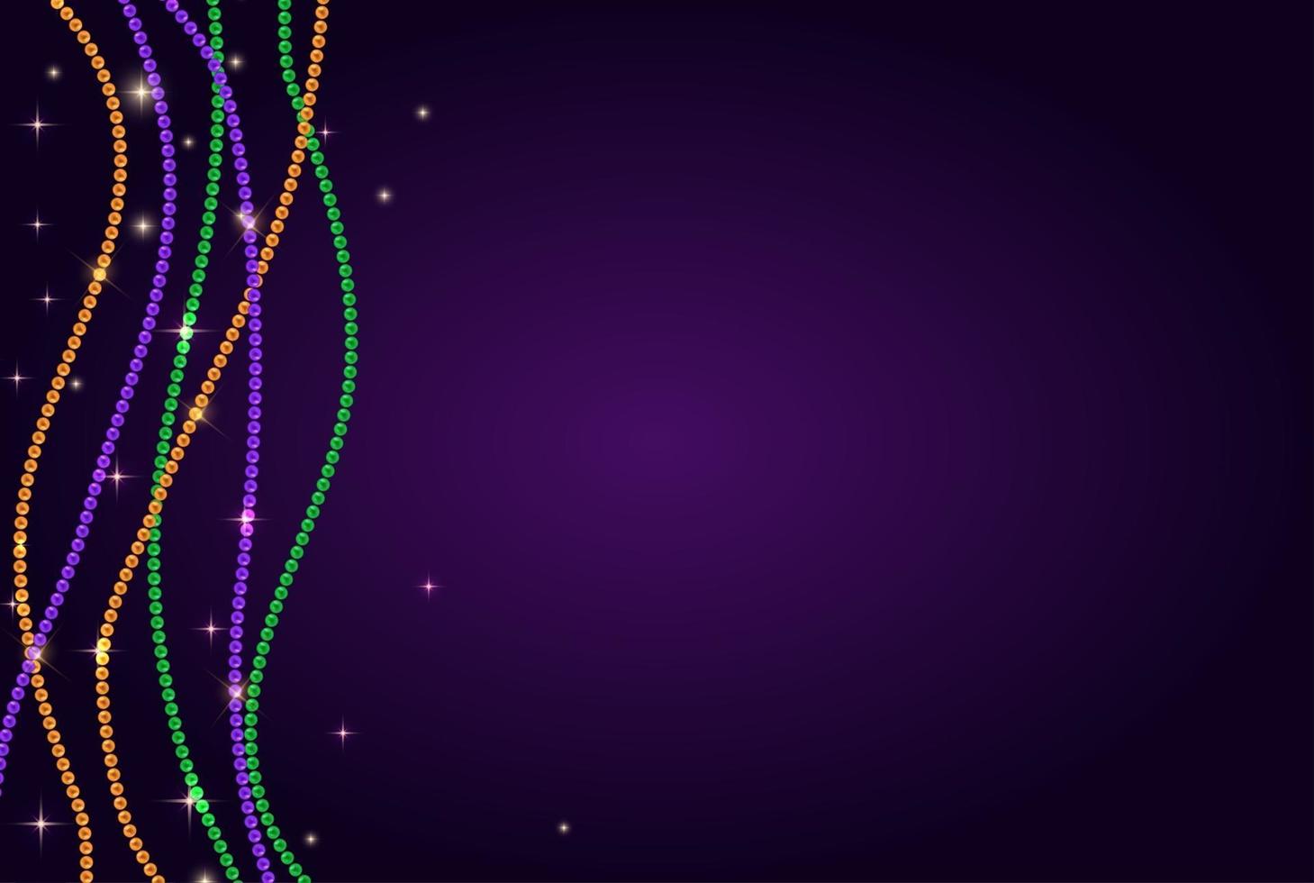 Greeting card template with beads for Mardi Gras for decoration and covering. Vector Illustration