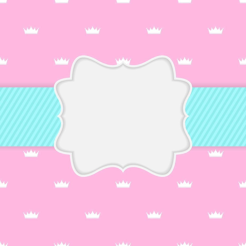 Princess Crown  Background with Frame Vector Illustration