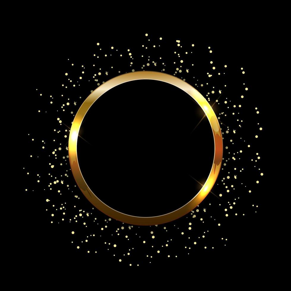Golden sparkling glossy frame abstract background. Can be used for invitation, postcards and vouchers. Vector Illustration