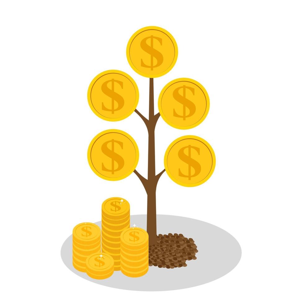 concepto financiero. árbol del dinero - símbolo de un negocio exitoso. ilustración vectorial vector