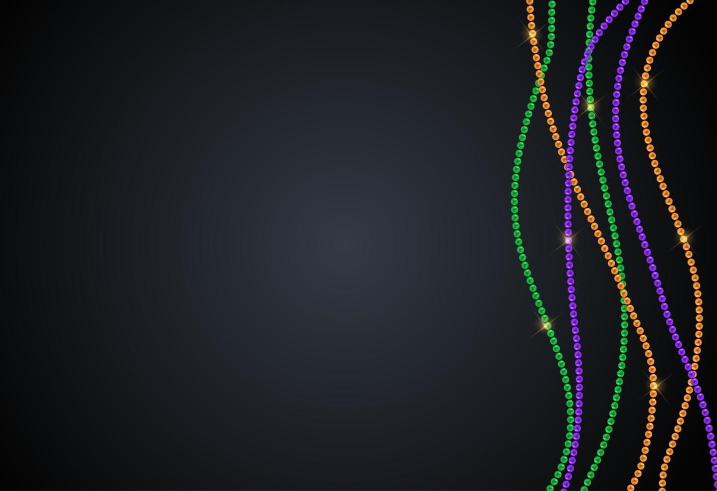 Greeting card template with beads for Mardi Gras for decoration and covering. Vector Illustration