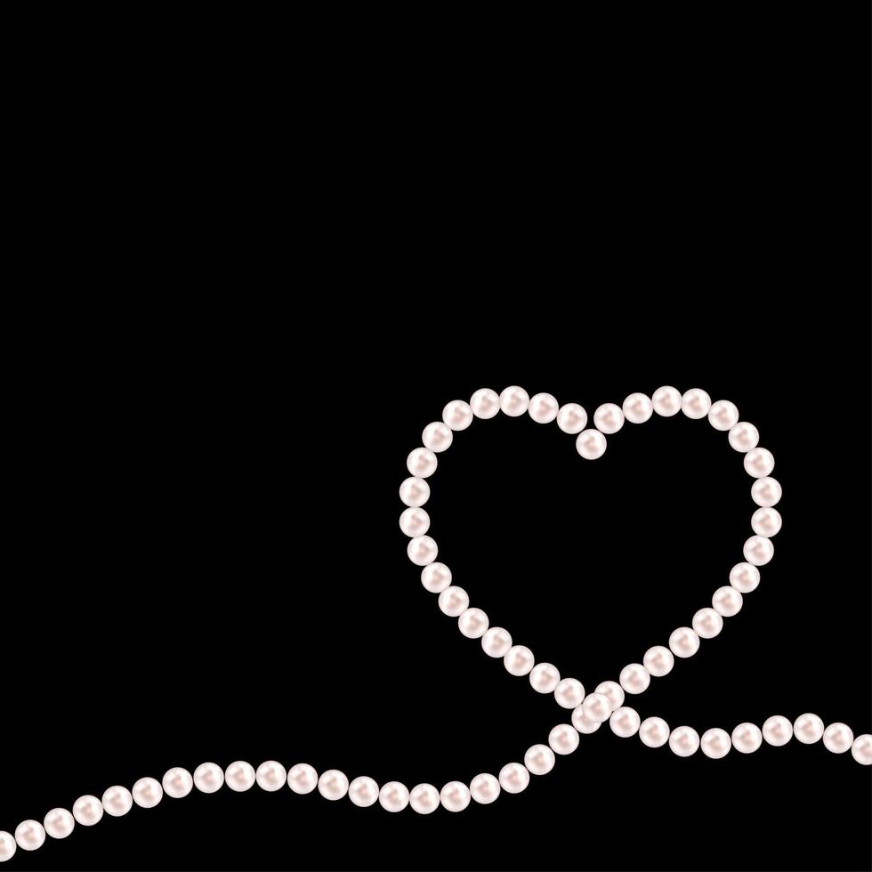 Abstract background with natural pearl garlands of beads in heart shape. Vector illustration