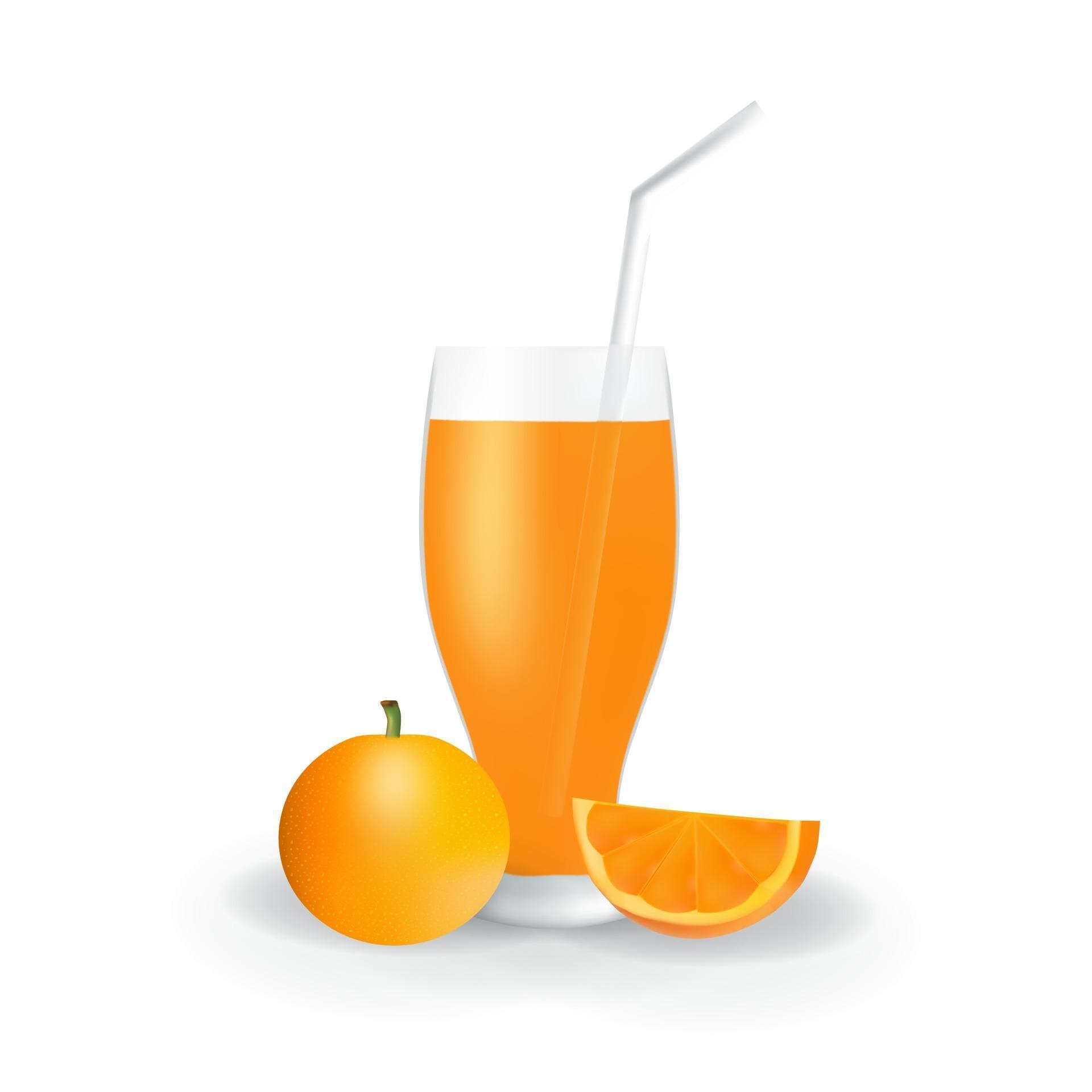 Realistic Orange Fruit Juice In Glass Straw Healthy Organic Drink Illustration Vector Art At Vecteezy