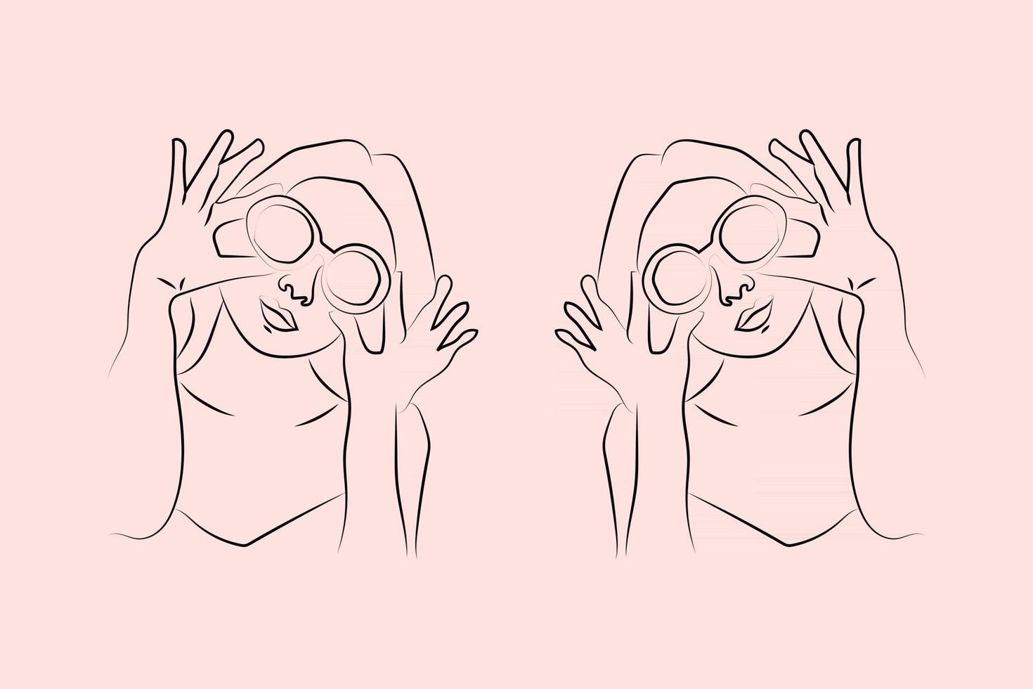Abstract  hand drawn line drawing minimal woman portrait and body Vector illustration Contemporary portrait