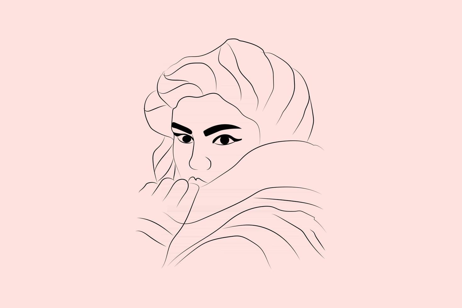 Abstract  hand drawn line drawing minimal woman portrait and body Vector illustration Contemporary portrait