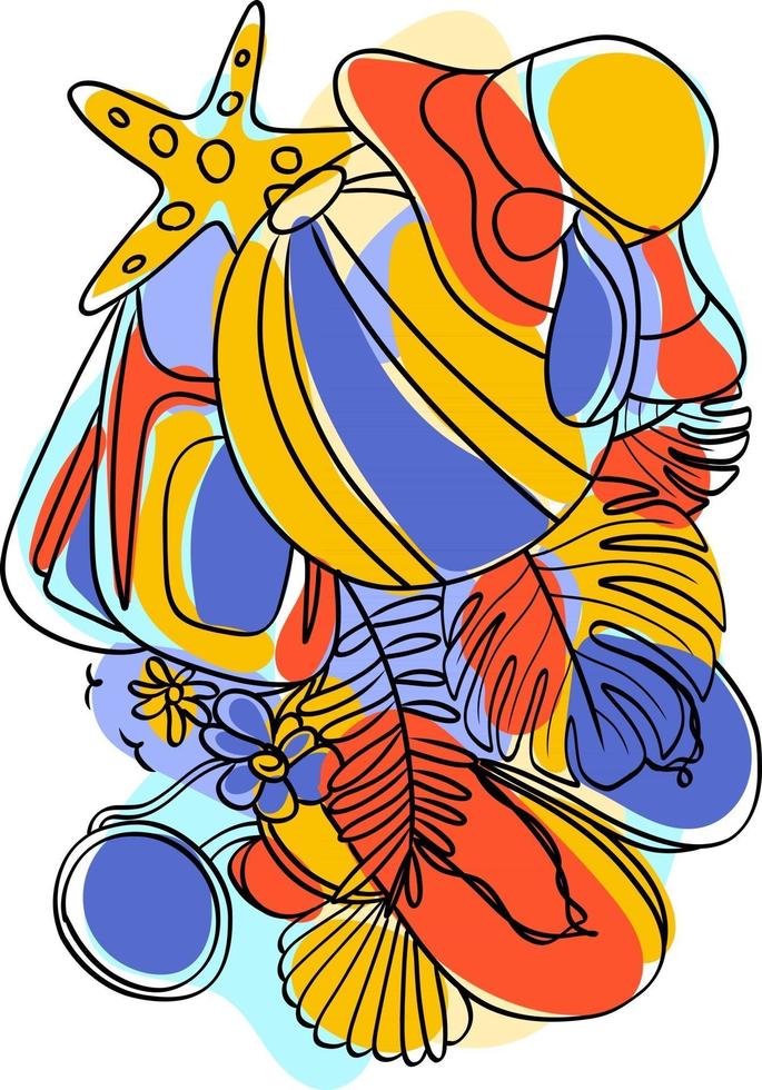 doodle de verano, estilo de escritura colorida vector