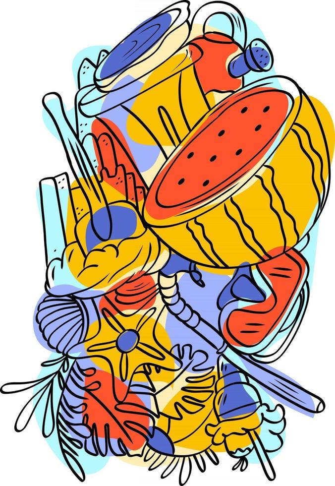 doodle de verano, estilo de escritura colorida vector