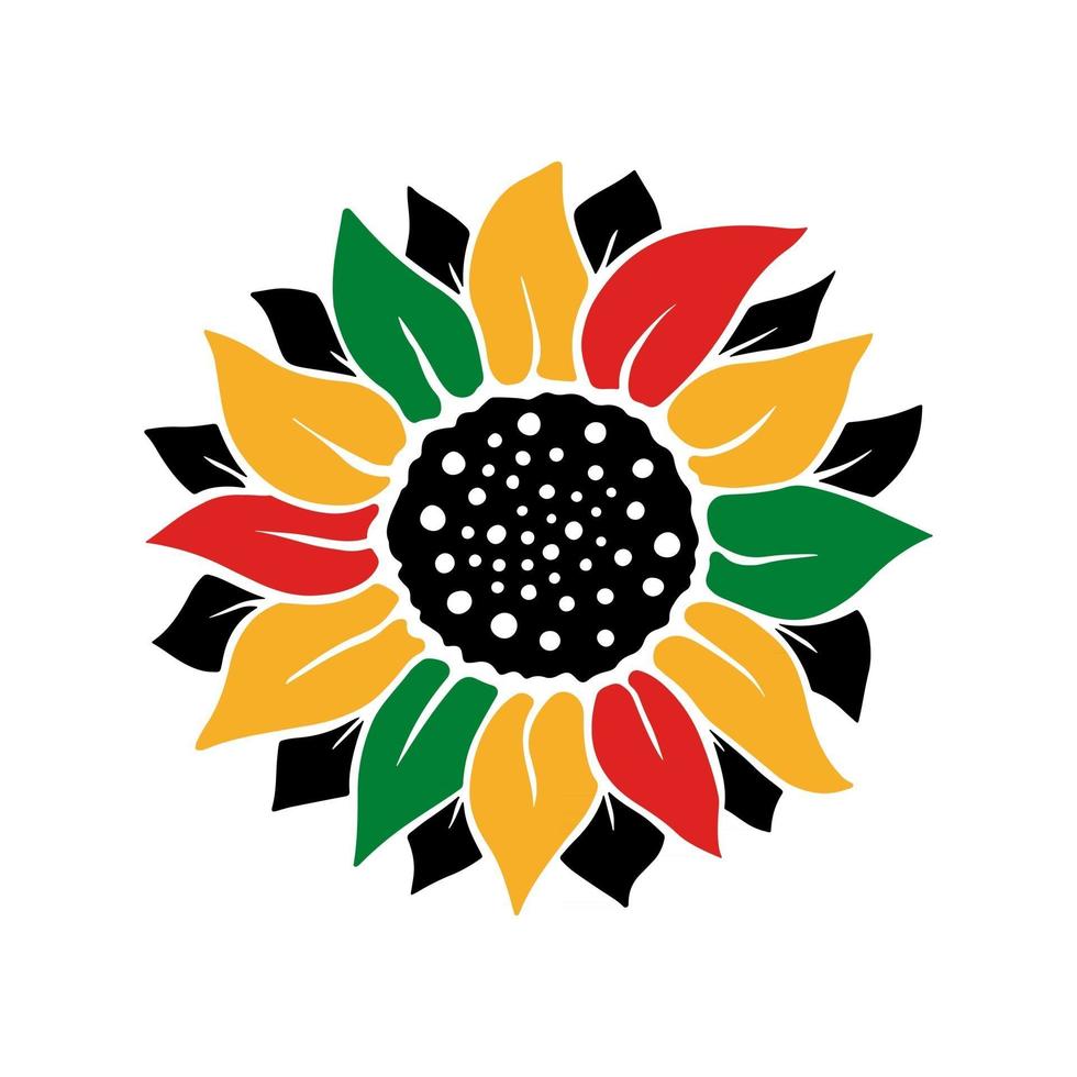 girasol colorido con el color de la bandera del día de la libertad del decimonoveno aislado sobre fondo blanco. vector ilustración plana. diseño de pancarta, póster, tarjeta de felicitación, folleto