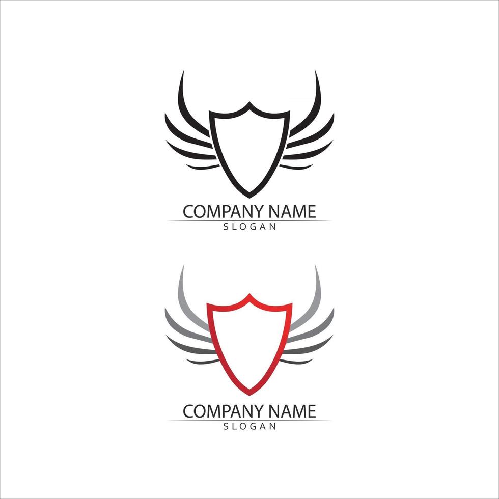 Falcon wings Logo bird flying eagle animal shield Template vector