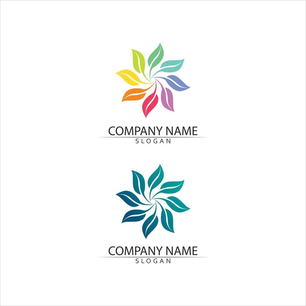 Tree leaf vector and green logo design friendly concept