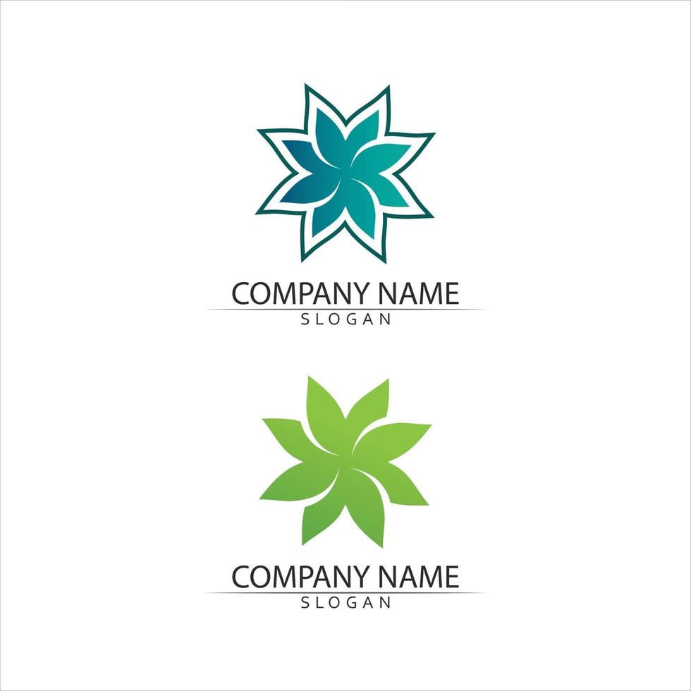 Tree leaf vector and green logo design friendly concept