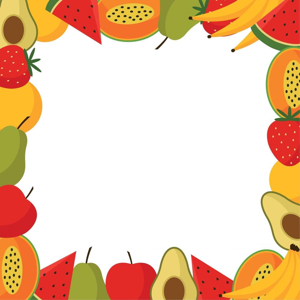 marco de frutas con fondo blanco vector