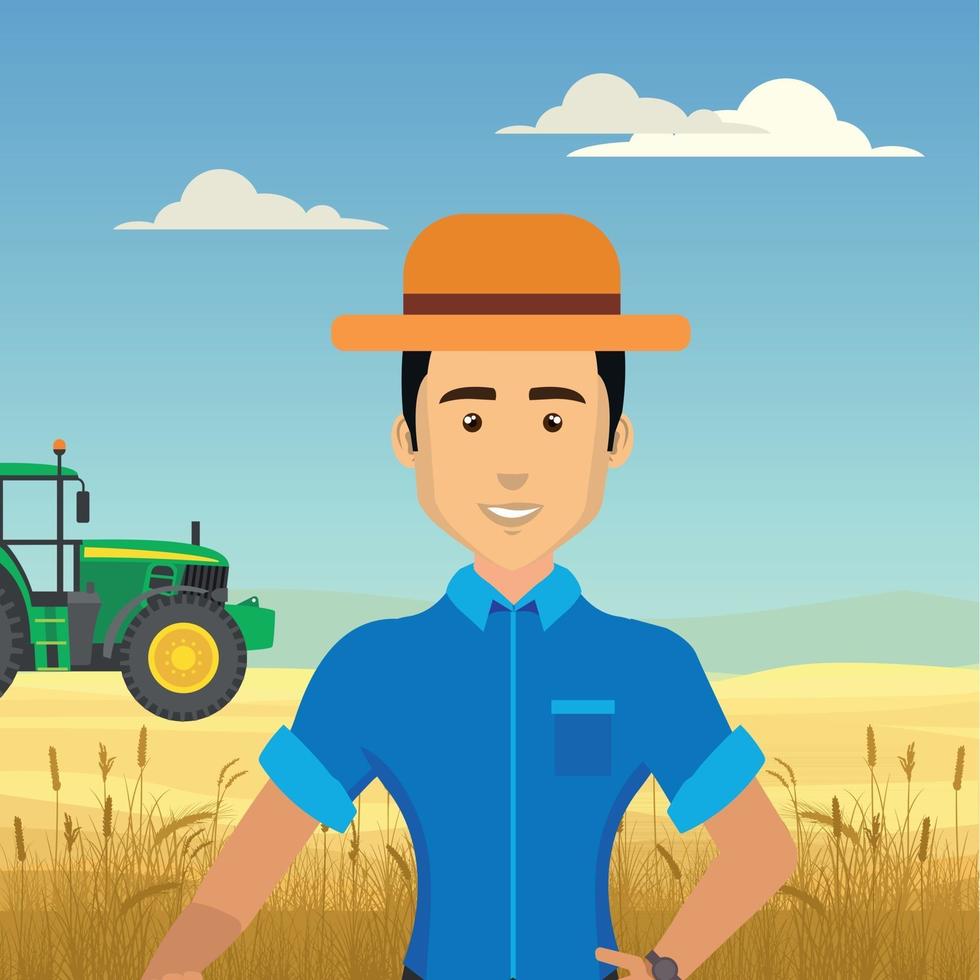 Ilustración de ingeniero agrónomo con sombrero vector