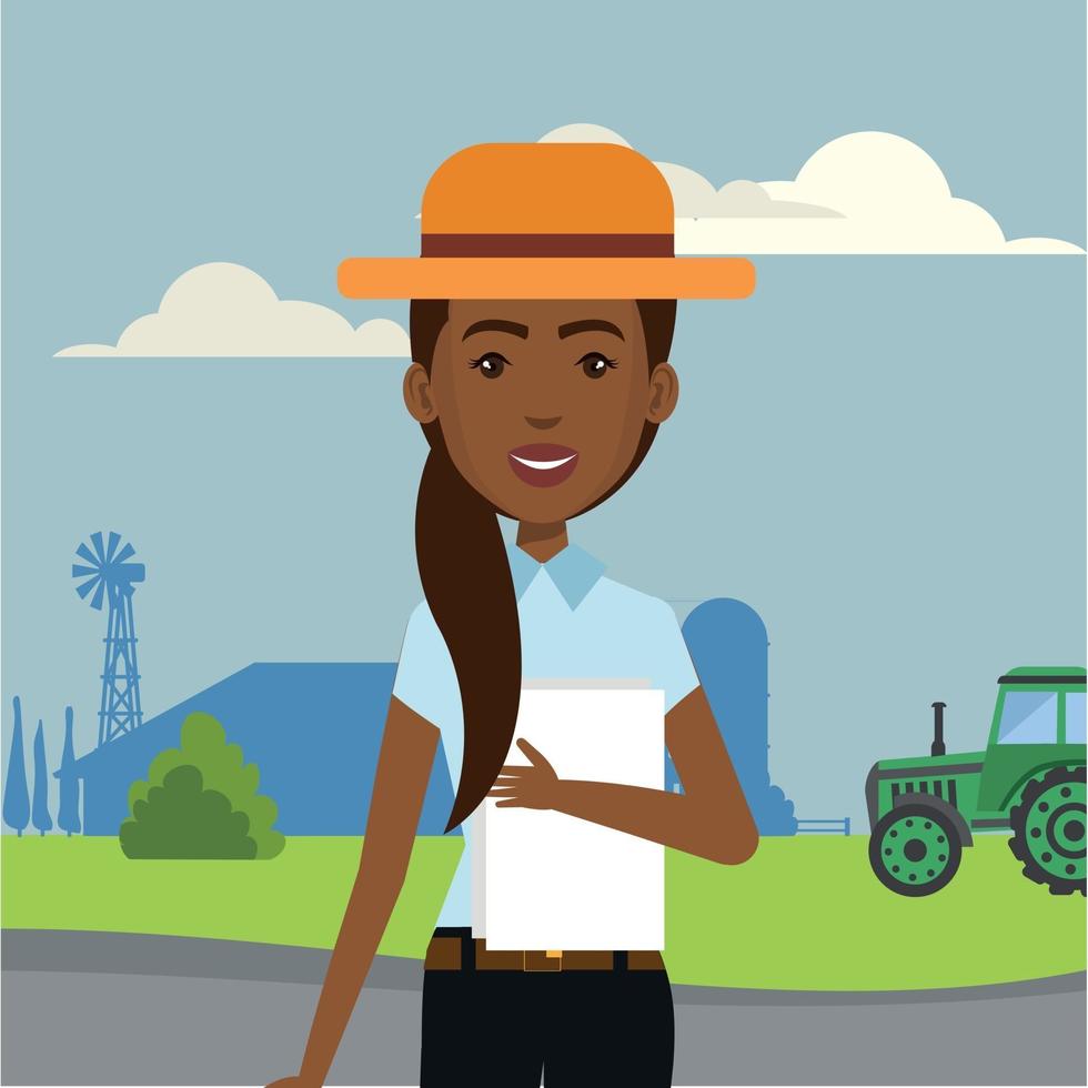 Illustration of female agronomist in a silo company vector