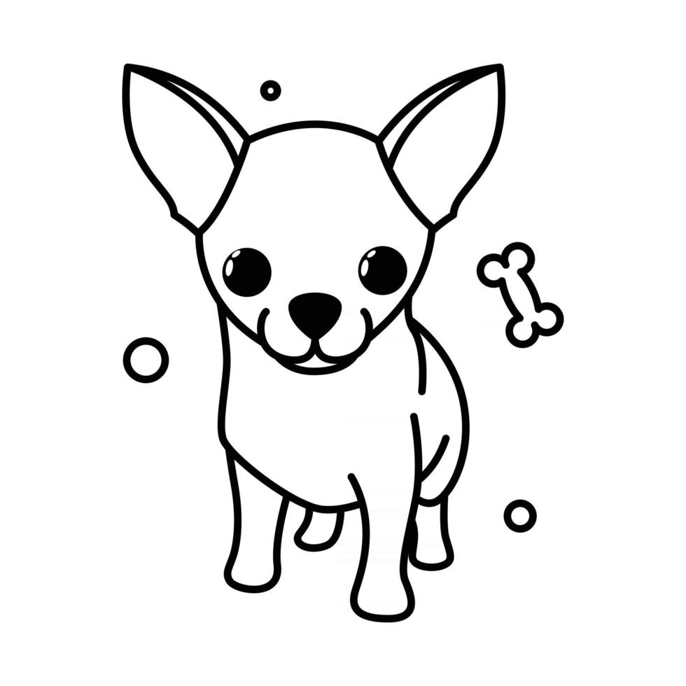 icono de ilustración de vector de dibujos animados lindo de un cachorro de perro chihuahua. es estilo de contorno.