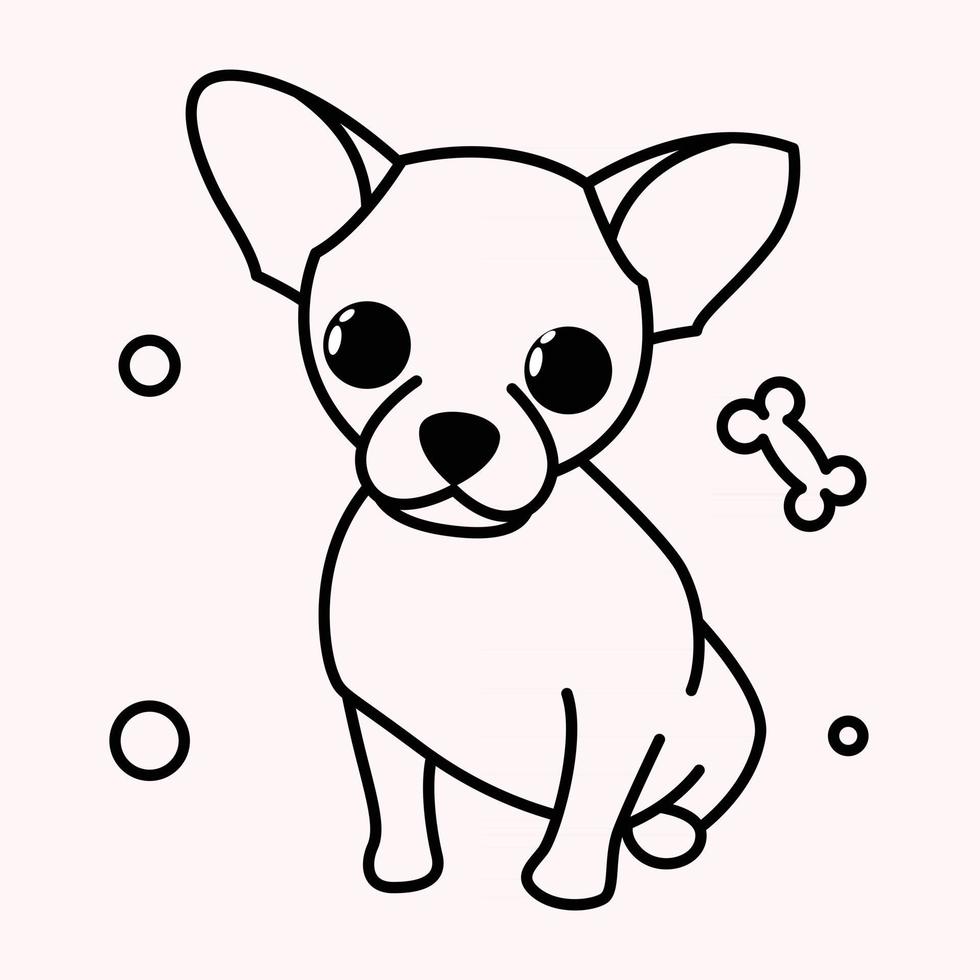 Cute Cartoon Vector Illustration icon of a Chihuahua puppy dog. It is outline style.