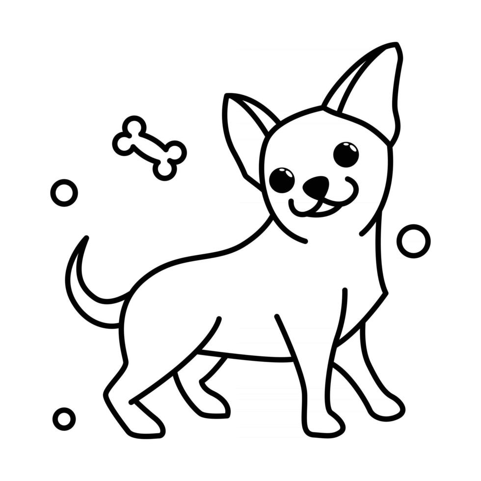 icono de ilustración de vector de dibujos animados lindo de un cachorro de perro chihuahua. es estilo de contorno.