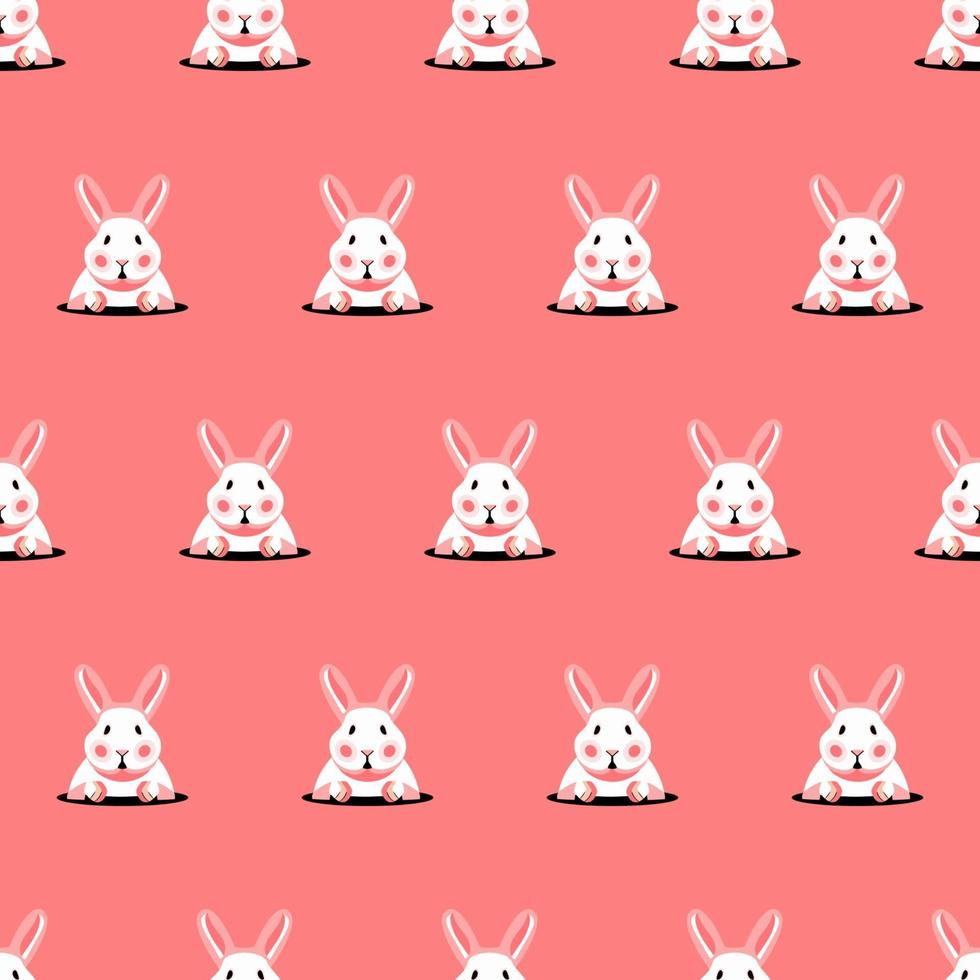 Cute rabbit peeps out of a hole during quarantine of Coronavirus vector