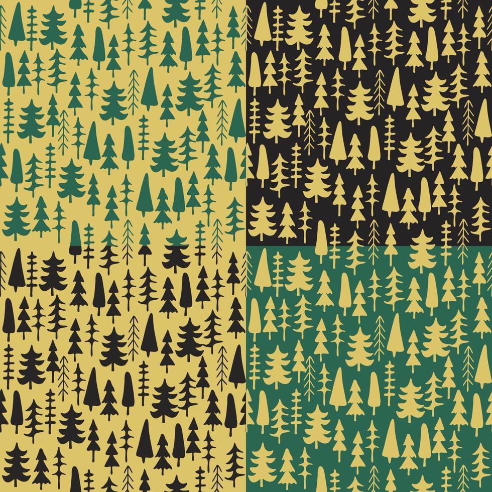 Set fir tree seamless pattern colorful. vector