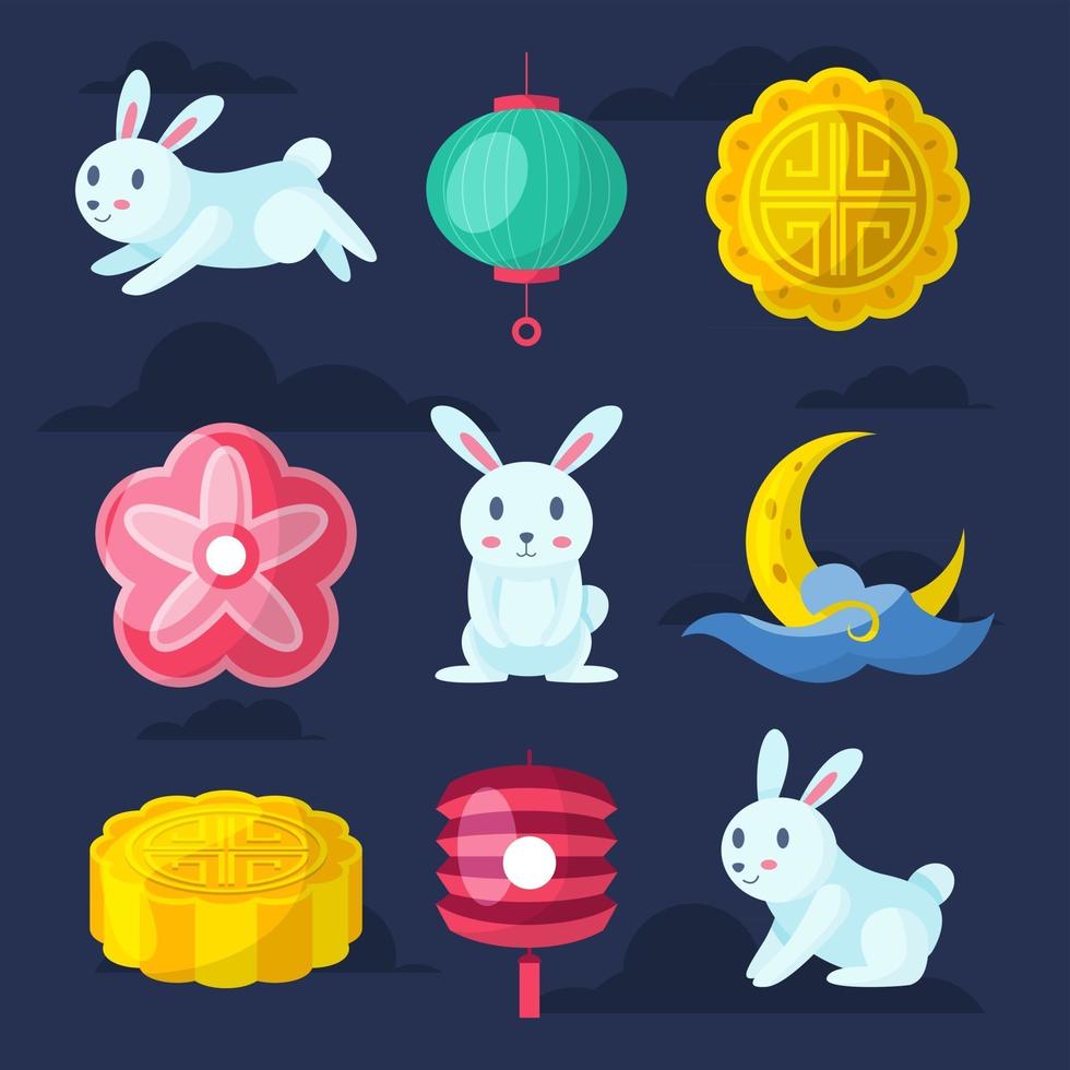 Mid Autumn Icon Collection vector