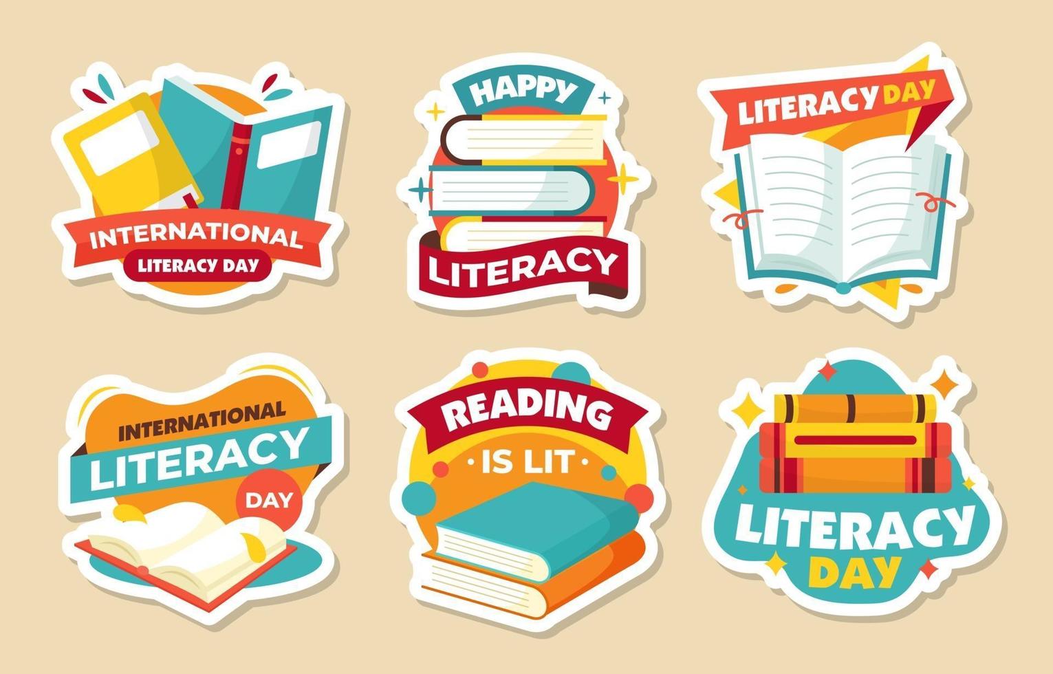 Literacy Sticker Collection vector