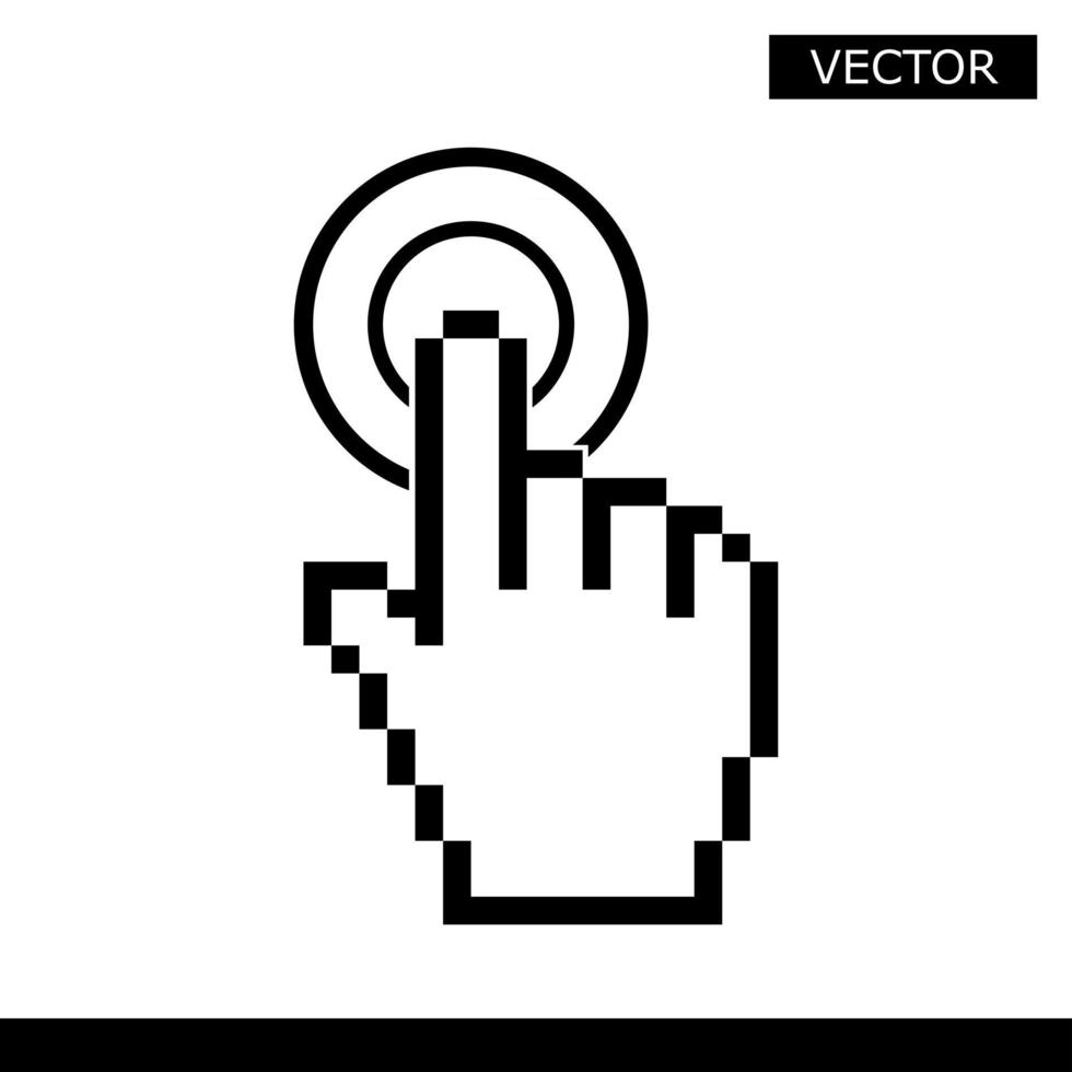 mano, cursor, dedo índice, icono, clic, mover, vector, ilustración vector
