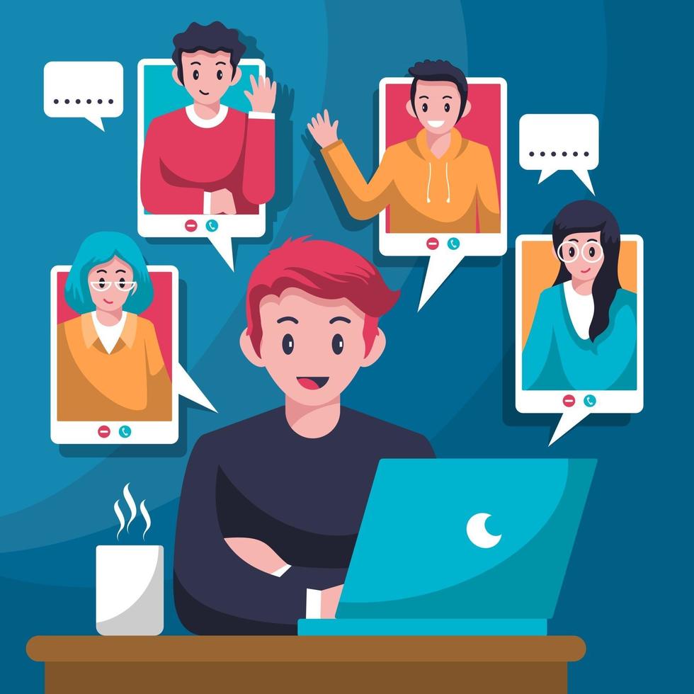 Online Digital Virtual Meeting Meeting Vector