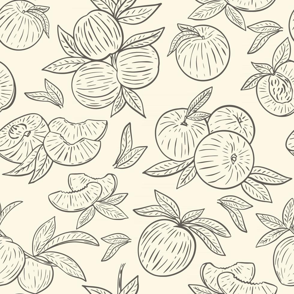 Seamless pattern with peaches vector