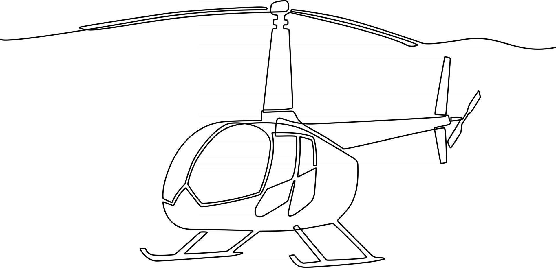 Ilustración de vector de helicóptero de dibujo de línea continua