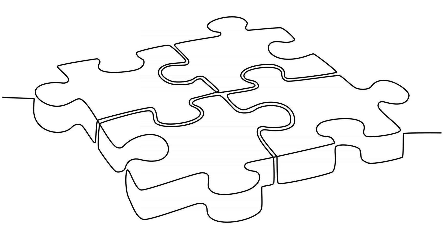 continuous line drawing of puzzle piece vector illustration