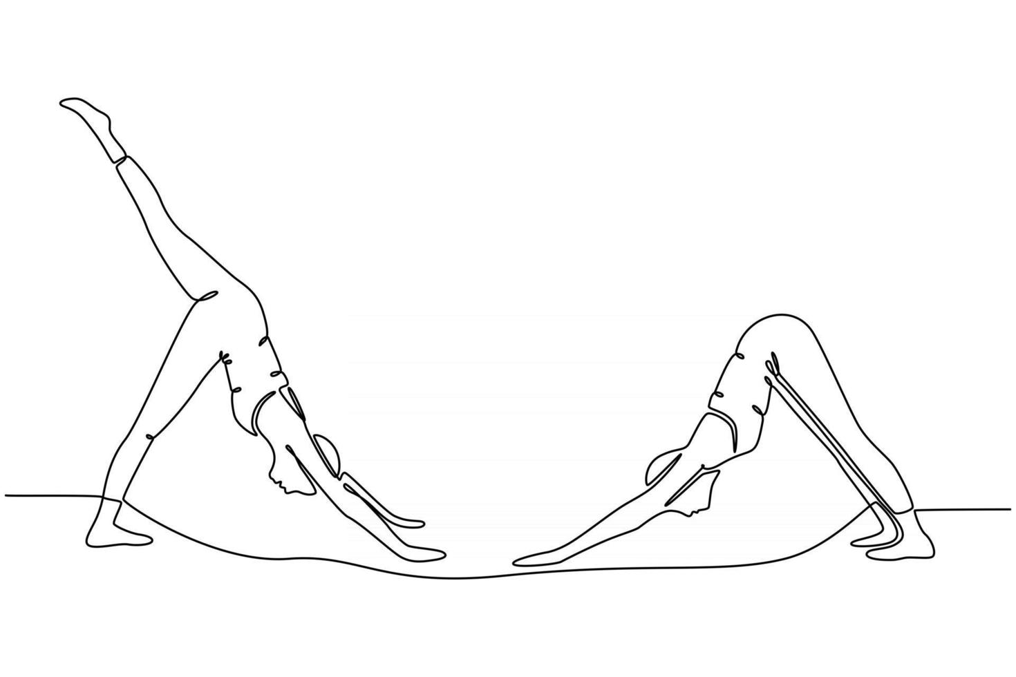continuous line drawing cat yoga movement down vector illustration