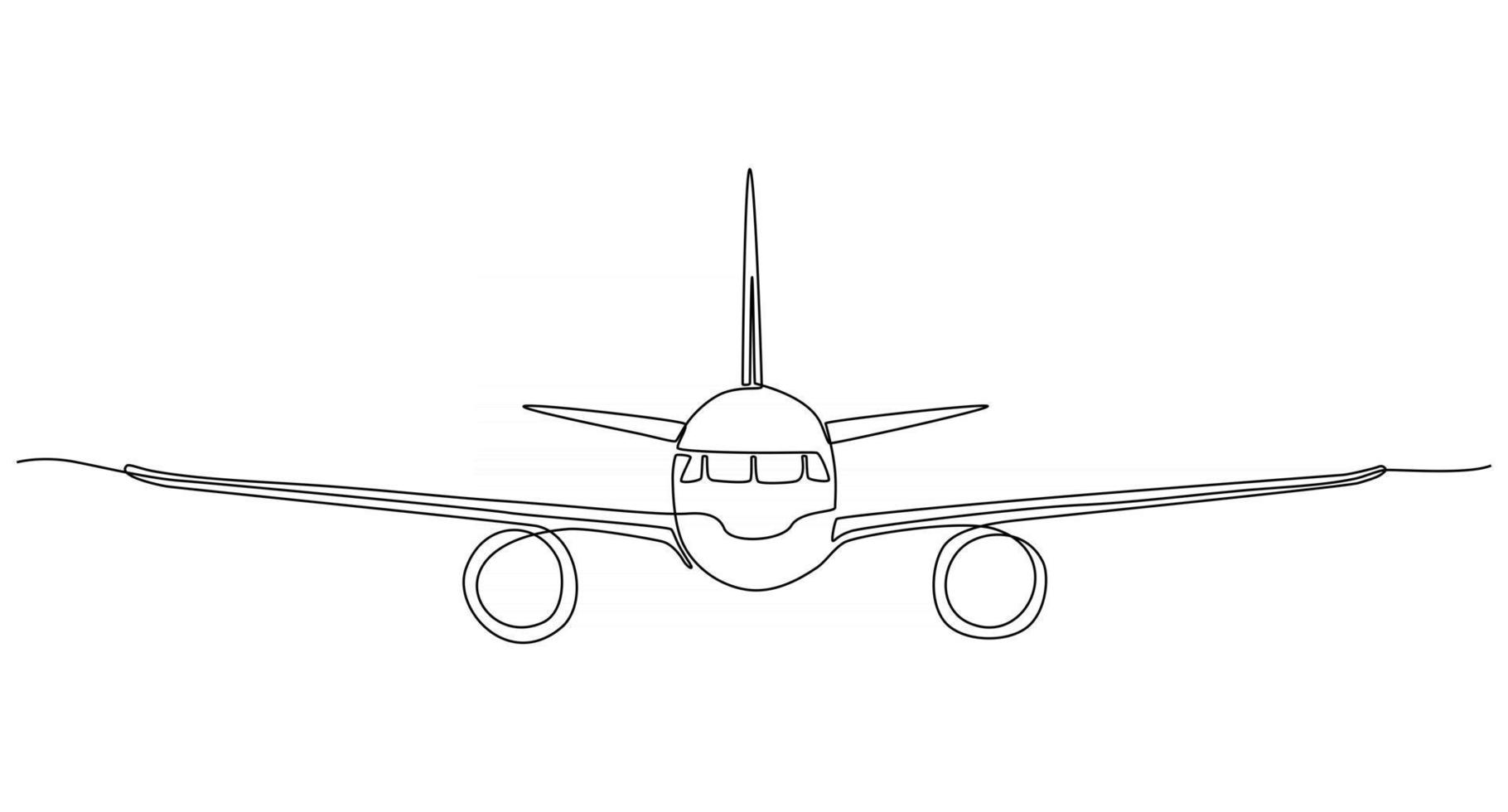 Ilustración de vector de dibujo de línea continua de avión