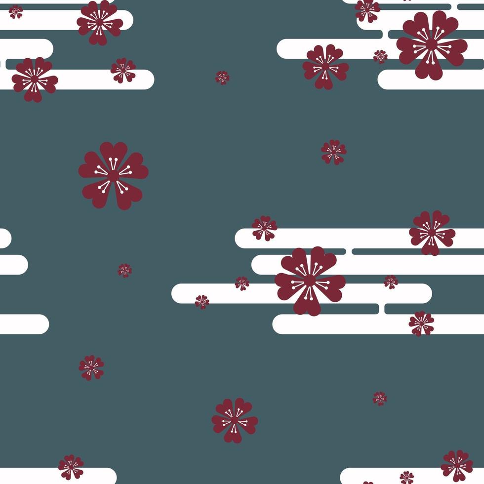 Japanese Florals Pattern Inspired vector