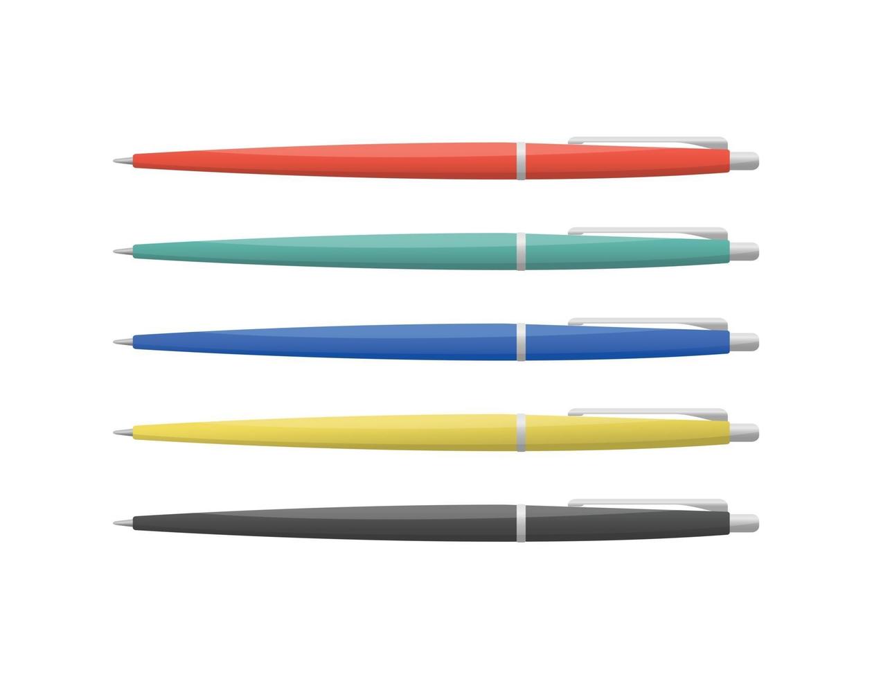 Set of different pens isolated on white background vector