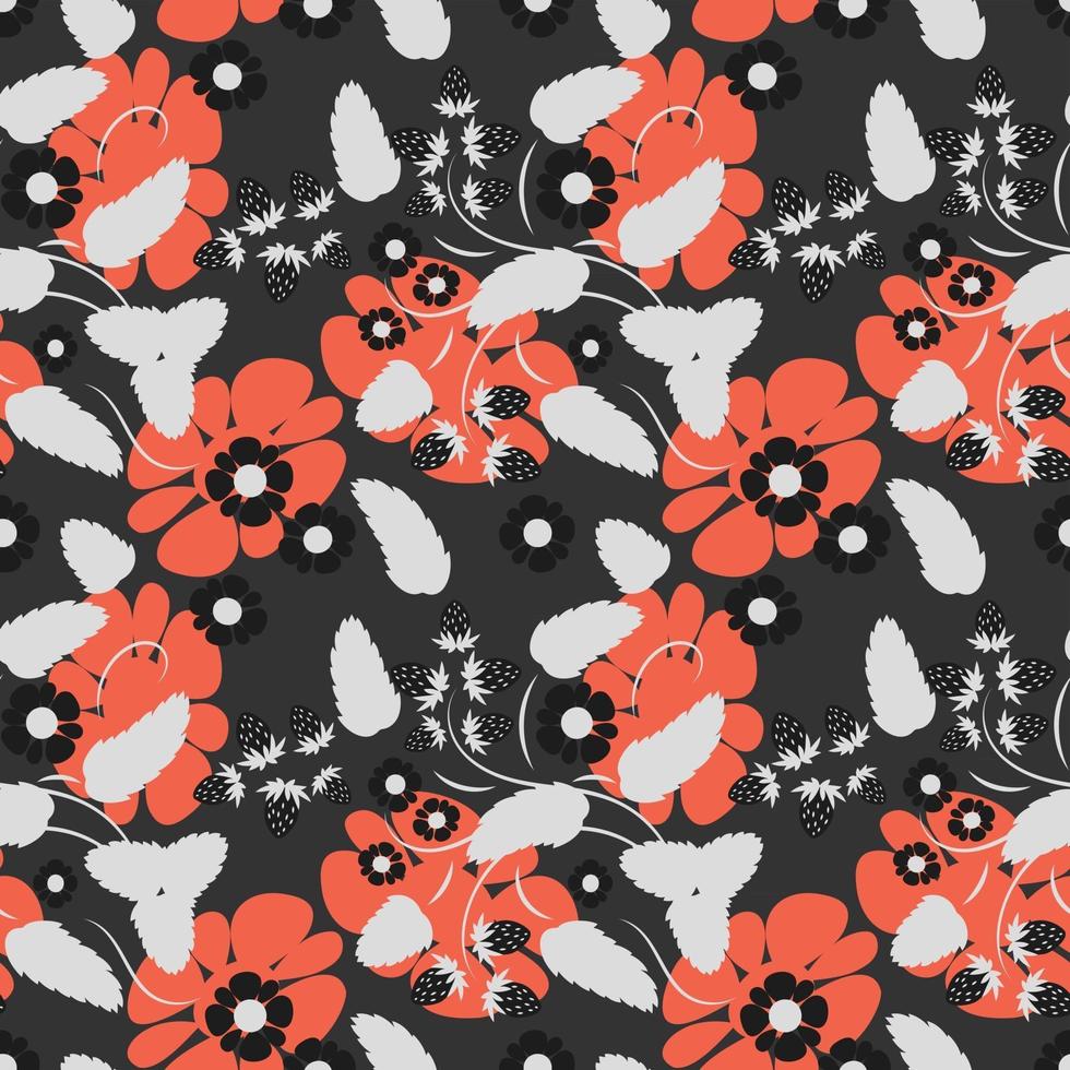 Folk flowers art pattern Floral abstract surface design  Seamless pattern vector