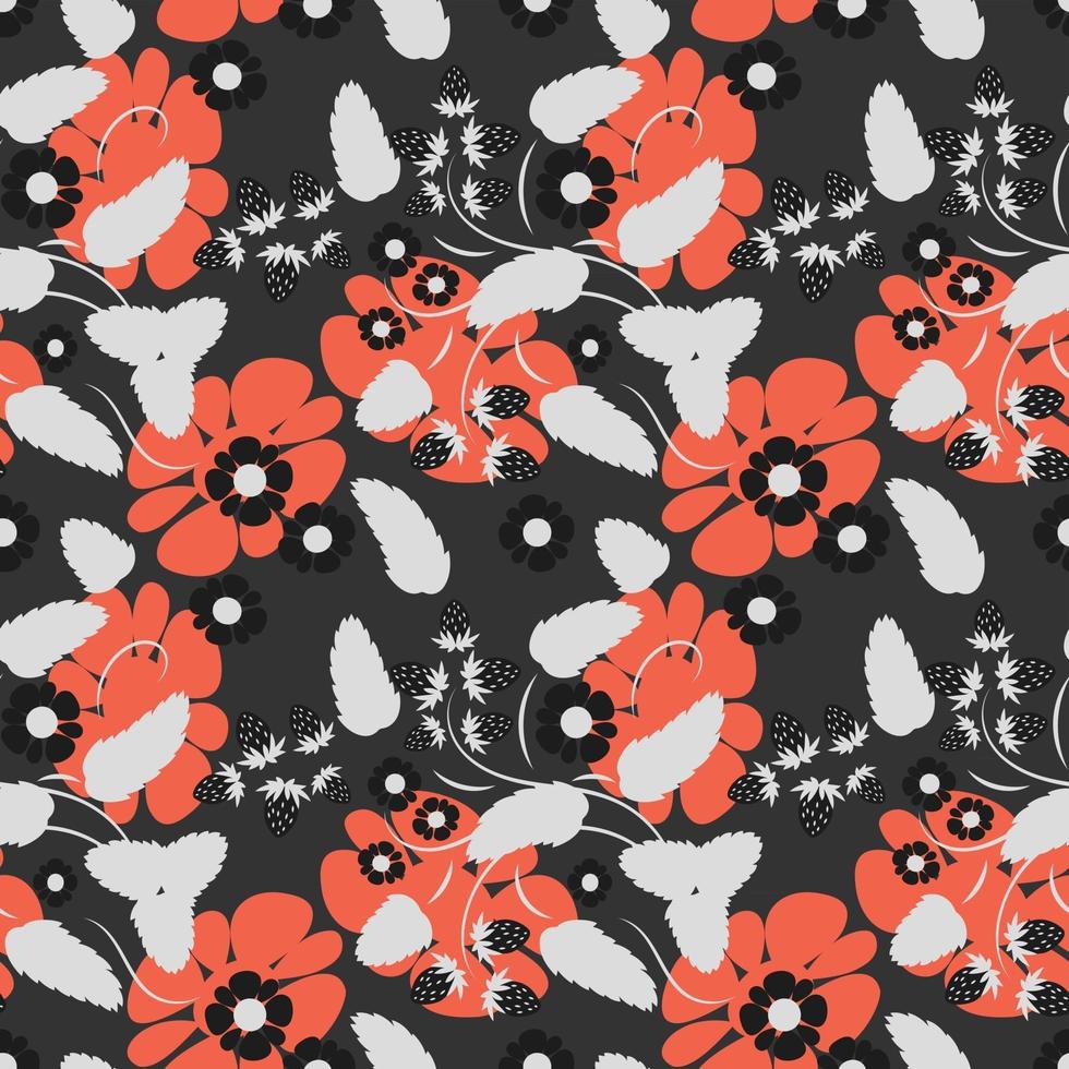 Folk flowers art pattern Floral abstract surface design  Seamless pattern vector