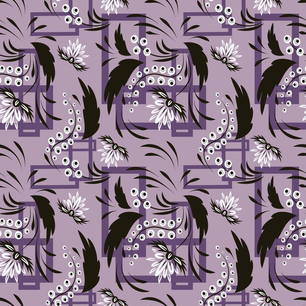 Folk flowers art pattern Floral abstract surface design  Seamless pattern vector