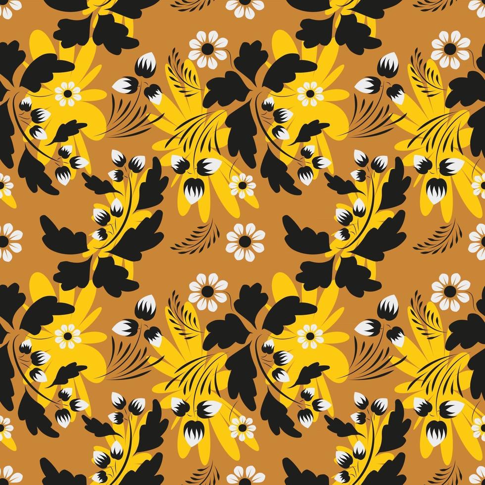 Folk flowers art pattern Floral abstract surface design  Seamless pattern vector