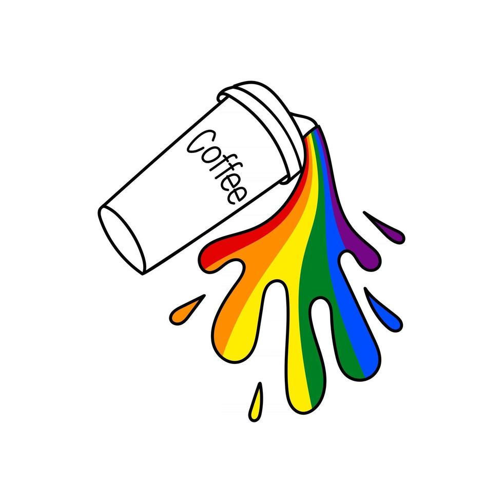 Taza de café lgbtq rainbow sobre un fondo blanco en vector