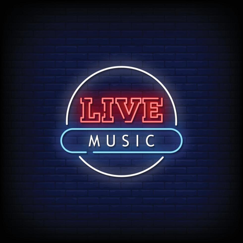 Live Music Neon Signs Style Text Vector