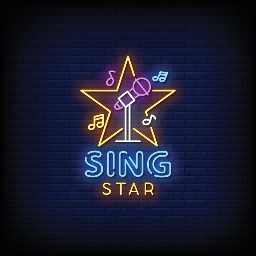 Sing Star Neon Signs Style Text Vector