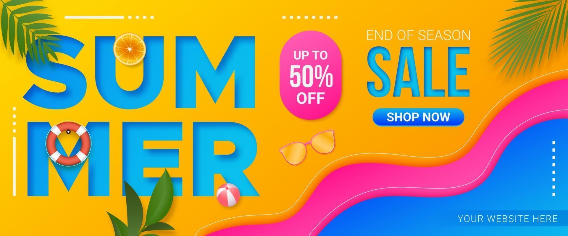 Colorful summer sale banner promotion template vector