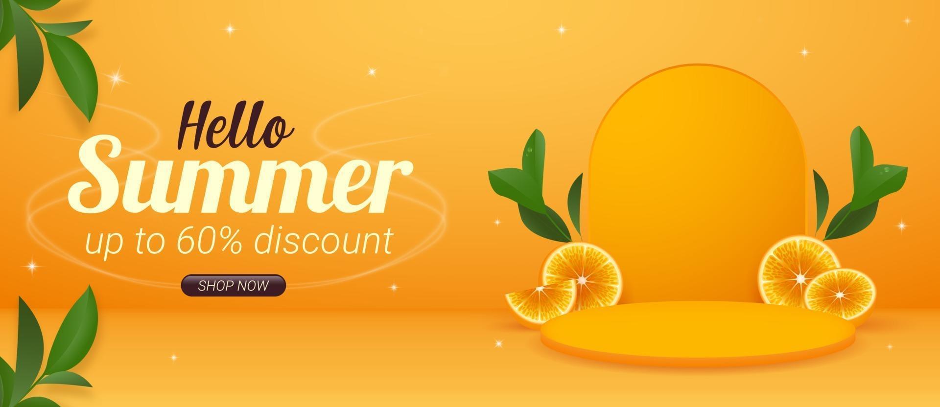 Horizontal summer banner promotion template with product display vector